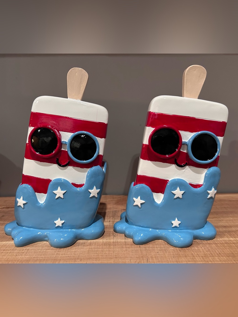 NWT Set of 2 Patriotic Popsicles Tabletop Decor